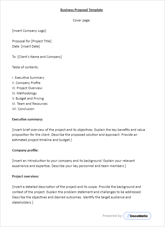 Free business proposal template