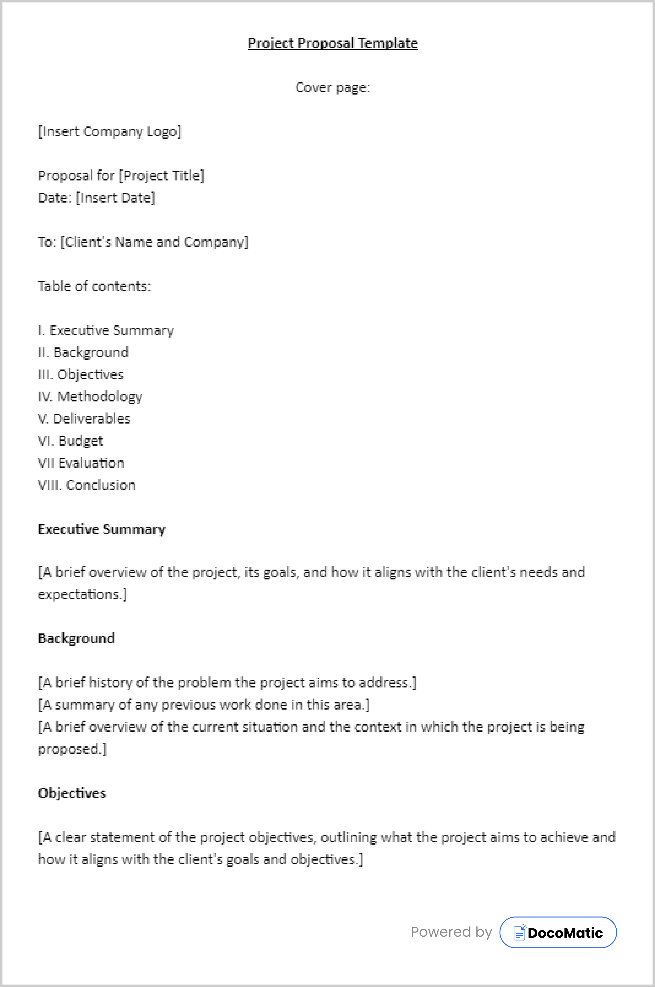Free project proposal template