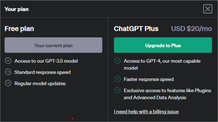 free plan to-the chatgpt plus